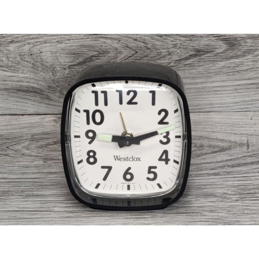 VTG Westclox Wind Up Alarm Clock Black Dial Illuminated Hands Mechanical Working